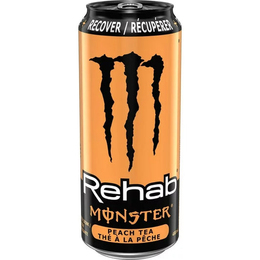 rehab monster peach tea 458ml